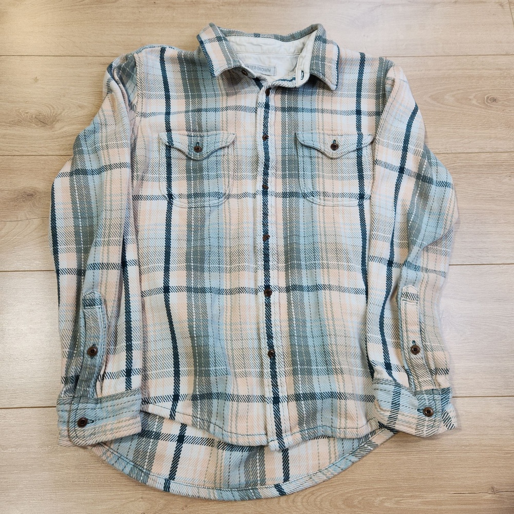 Outerknown Blanket Shirt Mens Large Multicolor Plaid Button Up Organic Cotton